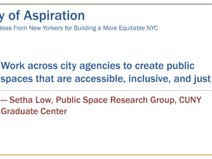 THIS JUST IN! Check out 150 Ideas from New Yorkers for Building a More Equitable NYC!!