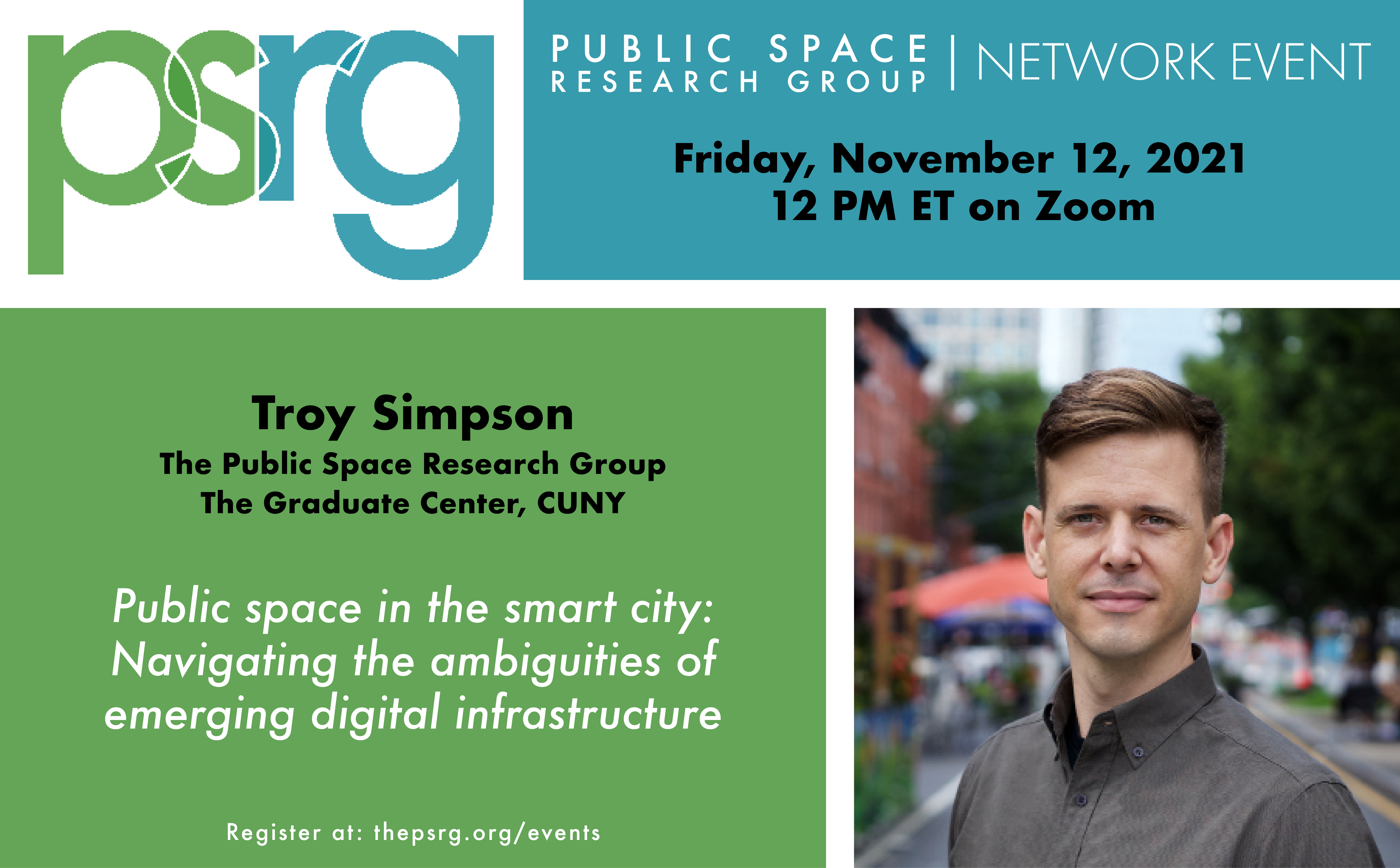 NOVEMBER 12 @12 ET :: Troy Simpson presents: Public space in the smart city: Navigating the ambiguities of emerging digital infrastructure