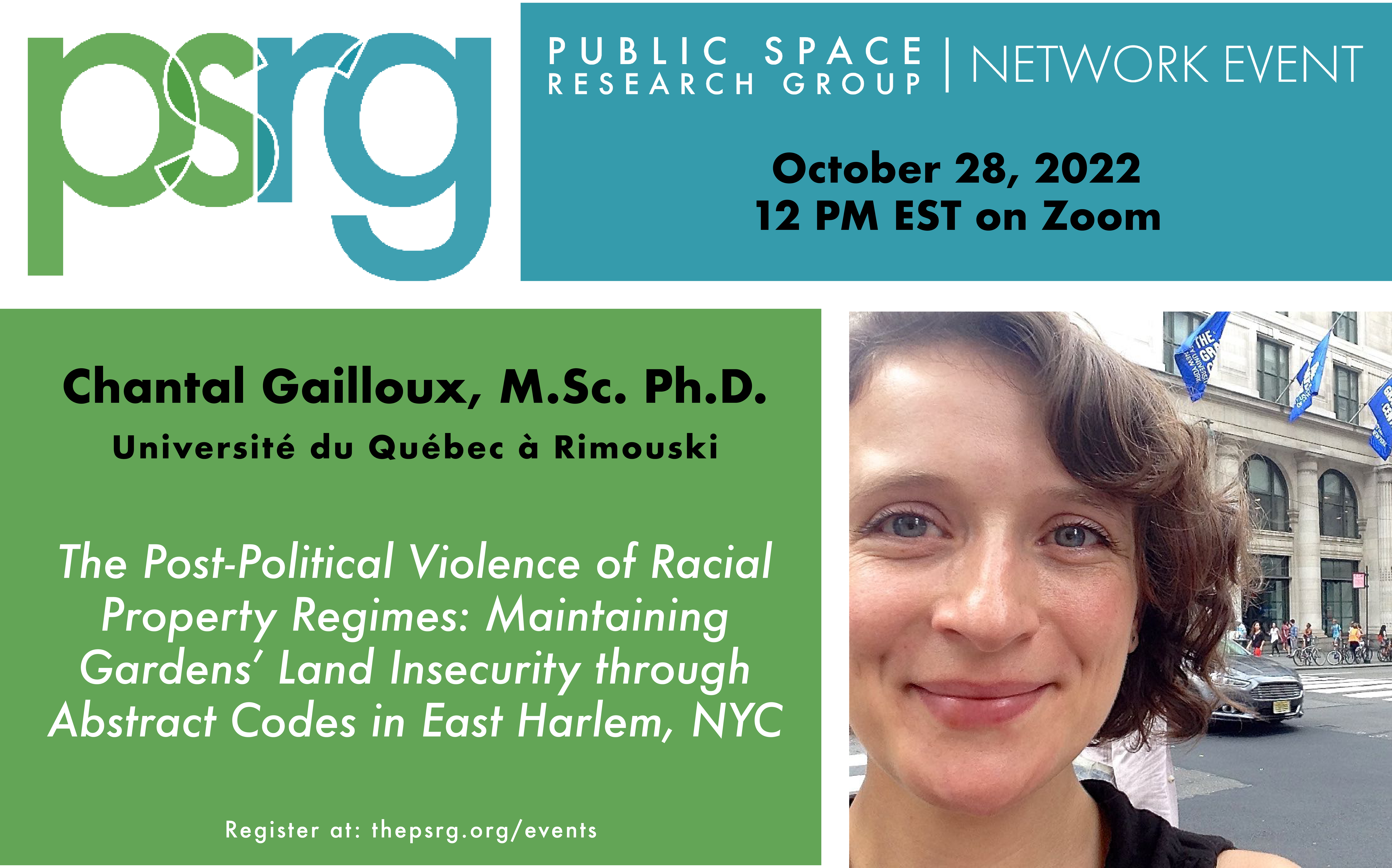 OCTOBER 28 @12ET:: Chantal Gailloux presents: The Post-Political Violence of Racial Property Regimes: Maintaining Gardens’ Land Insecurity through Abstract Codes in East Harlem, NYC